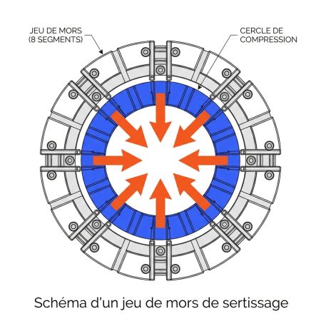 Schéma d'un jeu de mors de sertissage