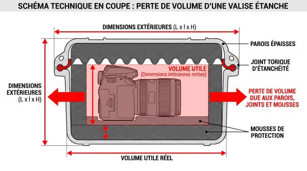 Perte de volume d'une valise étanche