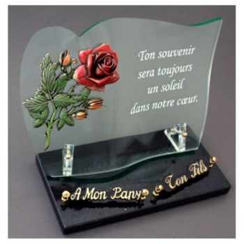 Plaque funéraire en verre