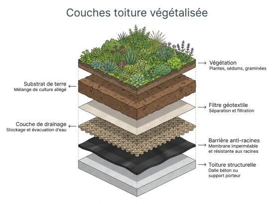 Couches toiture végétalisée
