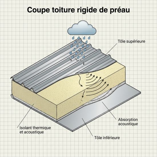 Coupe toiture rigide de préau
