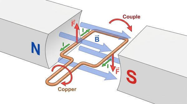 Schéma force Lorentz moteur électrique