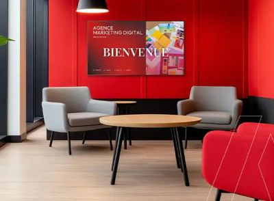 Ecran dynamique dans un hall d'entrée