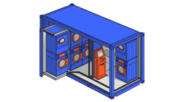 Kiosque laverie automatique extérieur modulaire