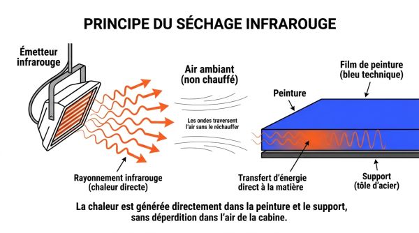 Schéma du rayonnement infrarouge sur la peinture