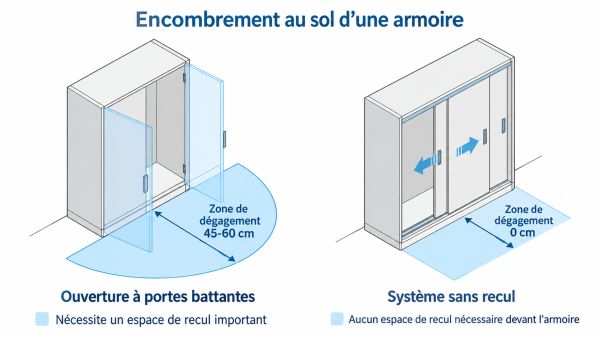 Encombrement au sol armoire scolaire