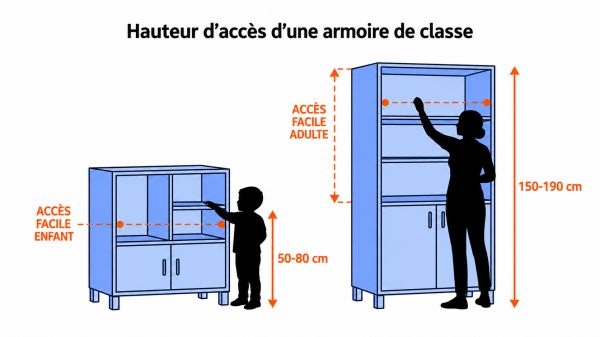 Hauteur d'accès armoire scolaire