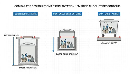 Conteneur enterré ou semi-enterré