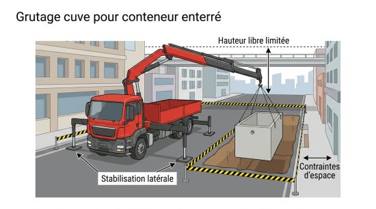 Grutage cuve pour conteneur enterré