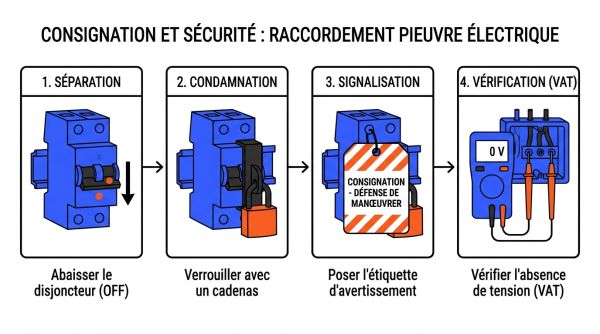 Consignation et sécurité raccordement pieuvre électrique