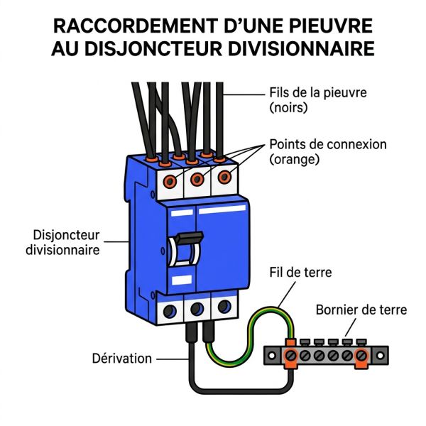 Raccordement d'une pieuvre au disjoncteur divisionnaire