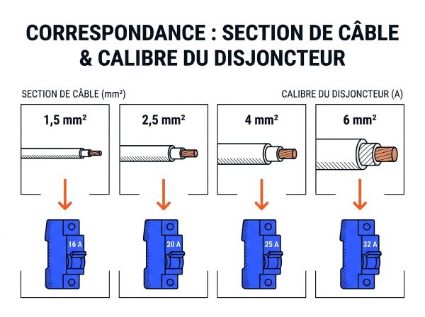 Section de câble et calibre disjoncteur pieuvre