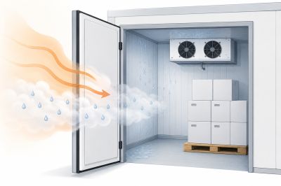 Entrée d'air chaud dans la chambre froide