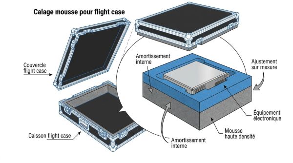Calage mousse pour flight case