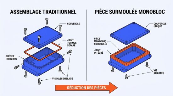 Vue éclatée d'un boîtier électronique