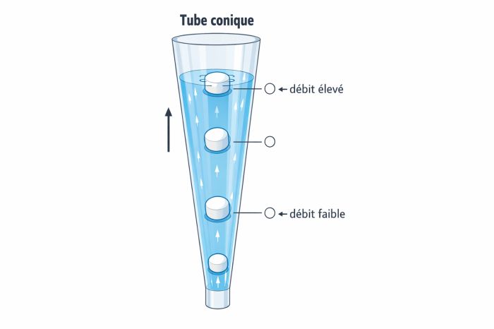 Relation entre position du flotteur et débit