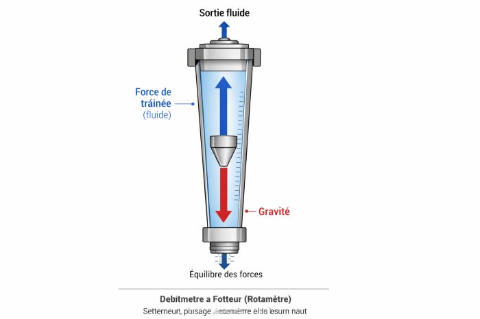 Représentation des forces et du flux dans le schém
