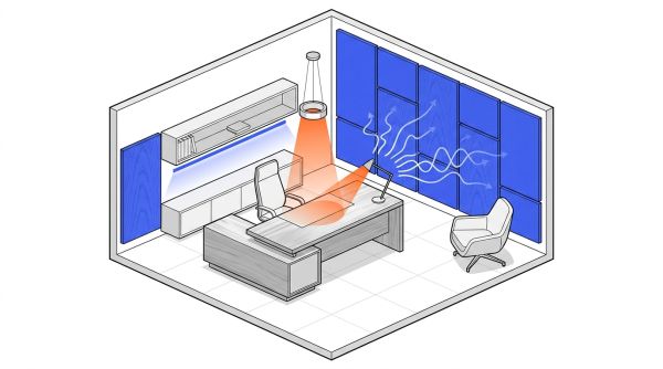 Acoustique et éclairage bureau haut de gamme
