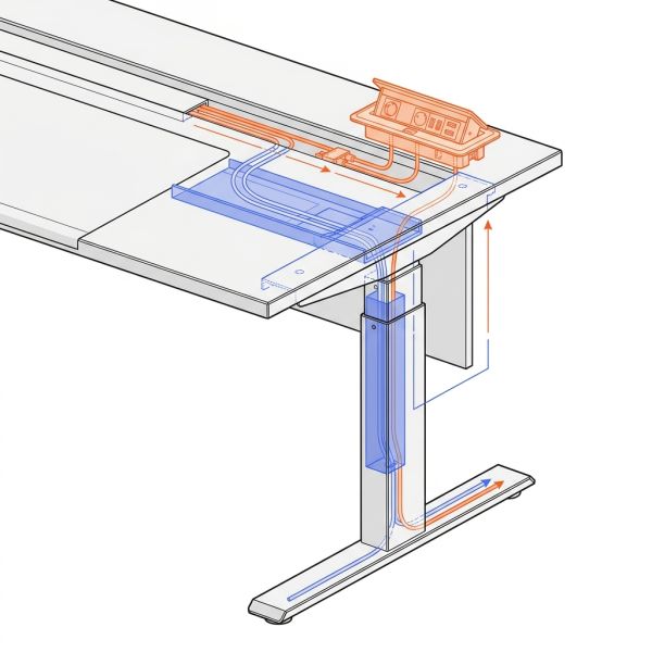 Schéma gestion câbles bureau de direction