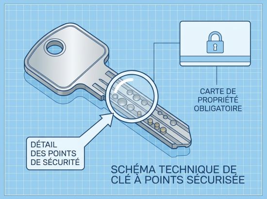 Clé à points sécurisée et carte de propriété
