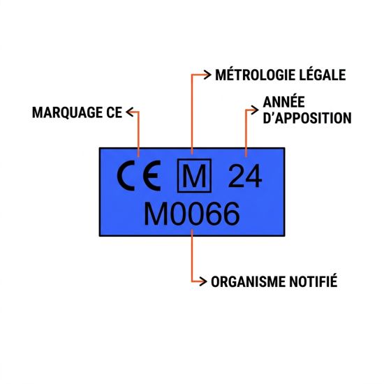 Détail plaque signalétique marquage CE-M