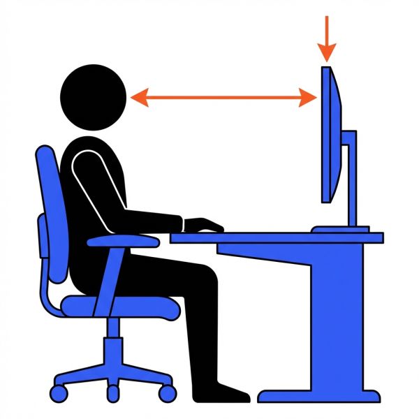 Ergonomie bureau direction distance