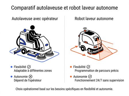Comparatif autolaveuse et robot laveur autonome