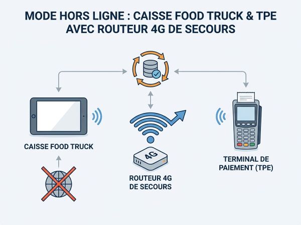 Caisse food truck hors ligne routeur 4G