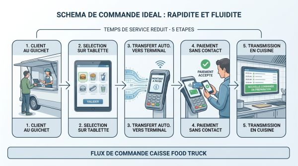 Schéma flux commande caisse food truck