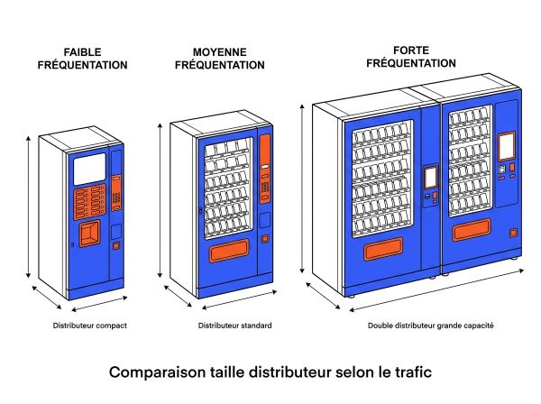 Comparaison taille distributeur selon le trafic