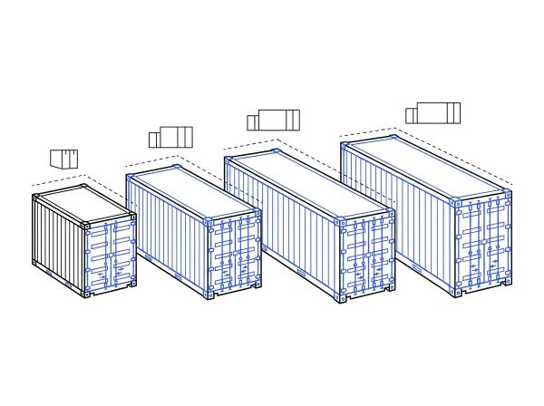 Comparaison formats container industriel