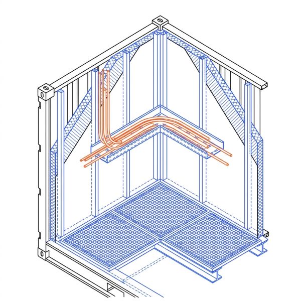 Détail aménagement container sur mesure