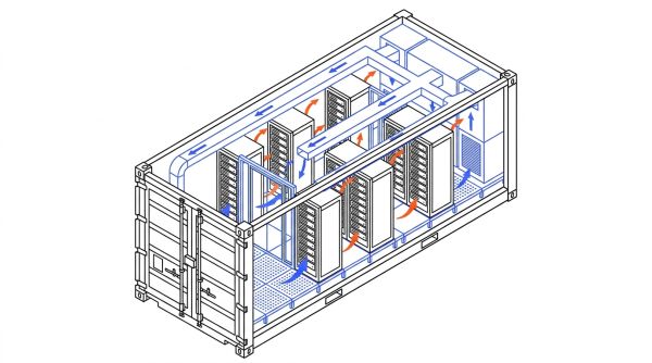 Flux d'air data center en container