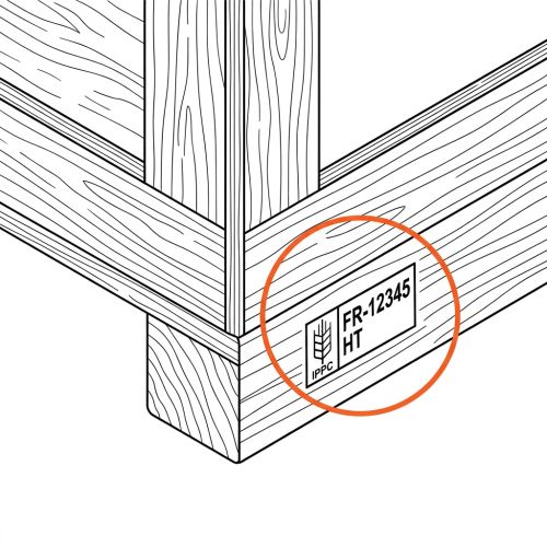 Marquage ISPM 15 sur caisse en bois