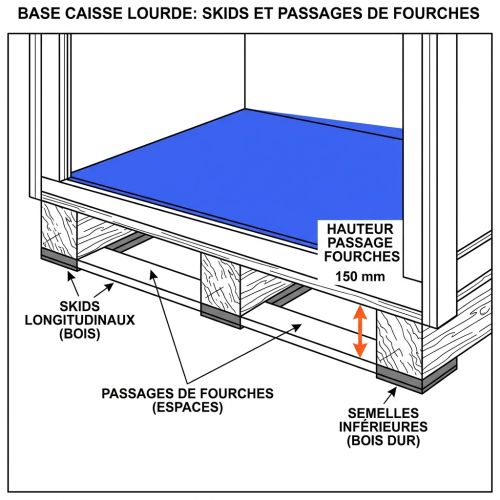 Skids et passages fourches caisse lourde