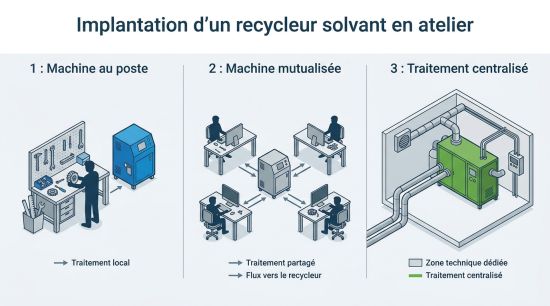 Implantation d'un recycleur solvant en atelier