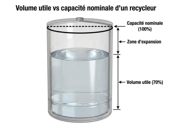 Volume utile vs capacité nominale d'un recycleur