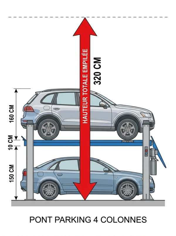 Pont parking 4 colonnes