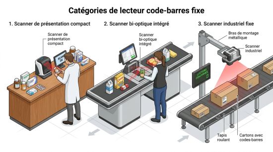 Catégories de lecteur code-barres fixe