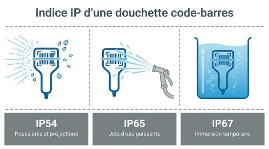 Indice IP d'une douchette code-barres