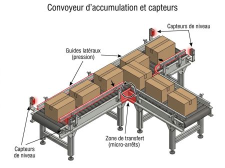 Convoyeur d'accumulation et capteurs