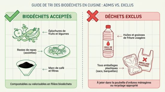 Tri biodéchets admis et exclus