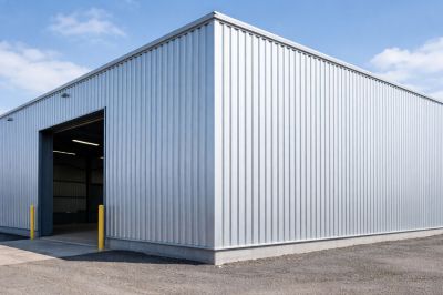 Bâtiment industriel avec bardage en acier galvanis