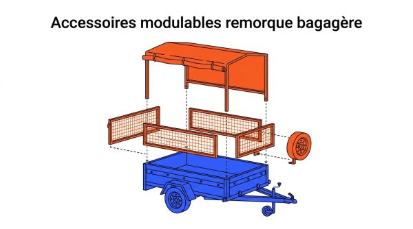 Accessoires modulables remorque bagagère.