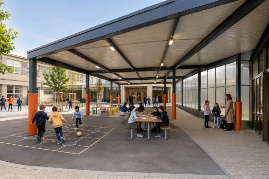 Préau d’école pour récréation et activités