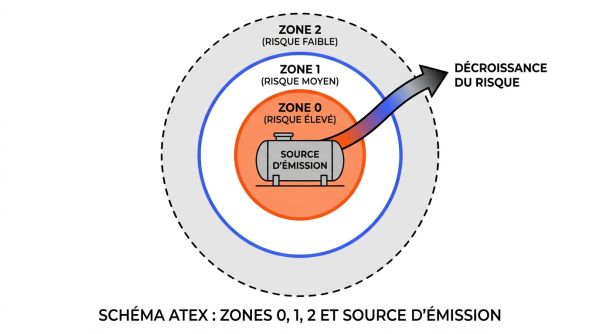 Schéma ATEX zones 0 1 2 et sources