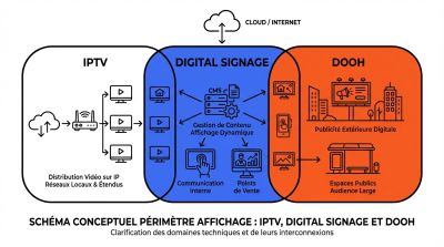 Schéma périmètre affichage DOOH IPTV