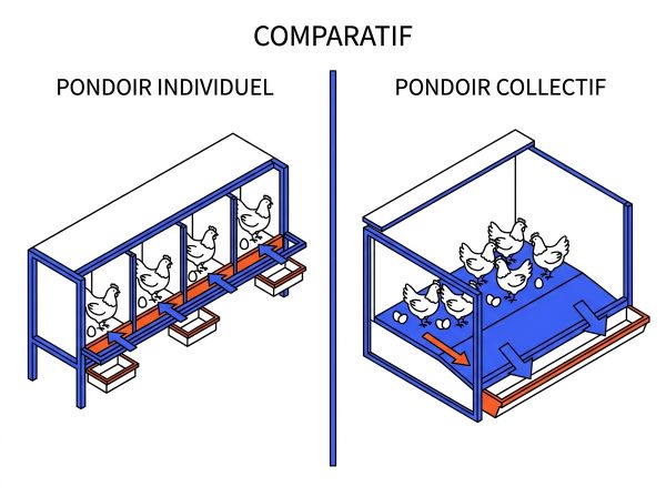 Comparatif pondoir individuel et collectif
