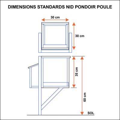 Dimensions standards nid pondoir poule