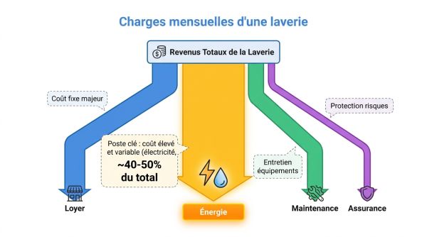 Charges mensuelles d'une laverie